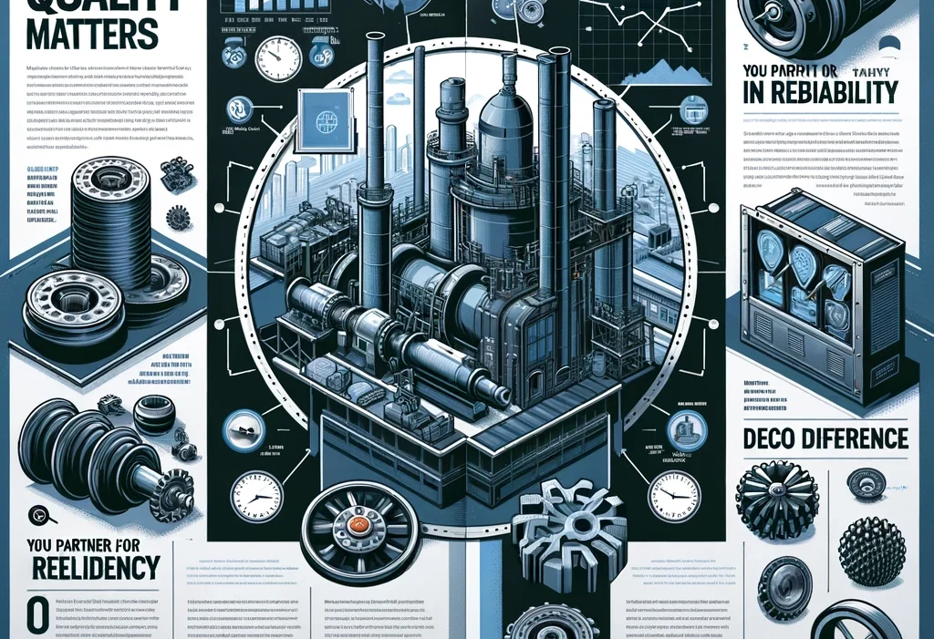 DALL·E 2024-04-27 14.42.19 - Design a visually appealing layout for an article about the critical role of quality spare parts in industrial success. The design should feature an i